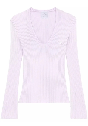 Courrèges V-neck ribbed jumper - Pink