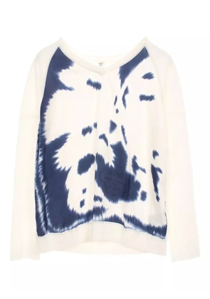 Hermès Pre-Owned 2010s V-neck twill sweater - White