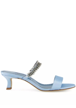 Manolo Blahnik 50mm Kifasan crystal-embellished satin sandals - Blue