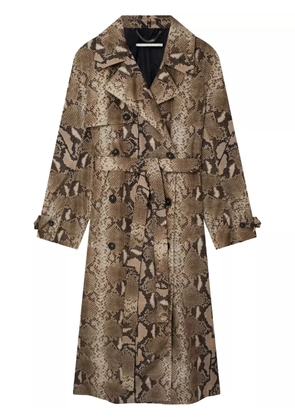 Stella McCartney python-print belted trench - Neutrals