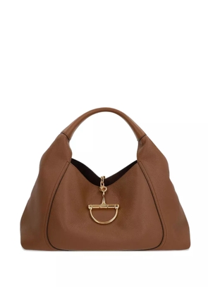Gucci maxi Softbit grained leather shoulder bag - Brown