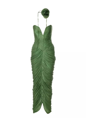 Ana Radu rose-embellished draped midi dress - Green