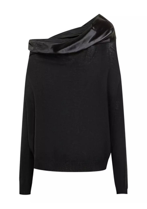 Alberta Ferretti satin-panelled one-shoulder sweater - Black
