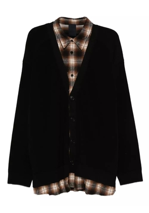 Juun.J button-front plaid-layered cardigan - Black