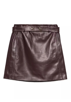 Arma belted leather mini skirt - Brown