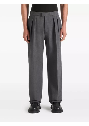 Manière De Voir Pierre Hatched pleated tailored trousers - Grey