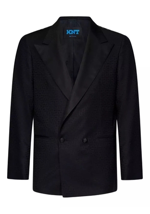 Kiton peak-lapel geometric-pattern blazer - Black
