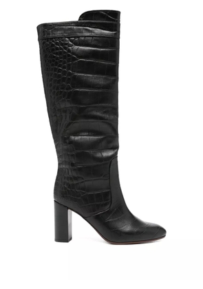 Chie Mihara 85mm crocodile-embossed knee-high boots - Black