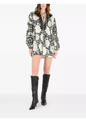 Roberto Cavalli floral-print mini dress - Neutrals