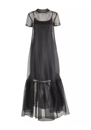 STAUD sheer ruffled maxi dress - Black