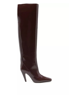Stella McCartney 100mm patent-leather knee-high boots - Brown