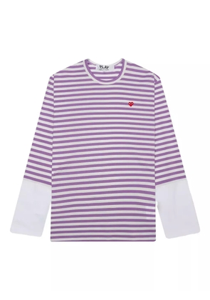 Comme Des Garçons Play striped heart-logo t-shirt - Purple