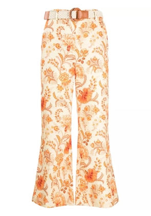 ZIMMERMANN Junie floral-print linen trousers - Orange