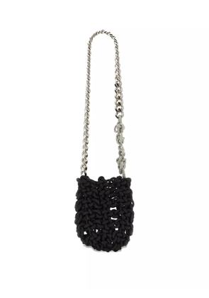 Kara chain-strap knitted shoulder bag - Black