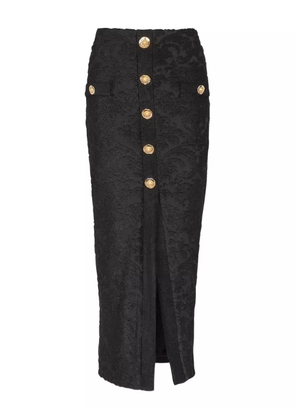Balmain button-embellished damask skirt - Black