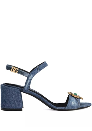 Dolce & Gabbana 60mm jeweled denim block-heel sandals - Blue