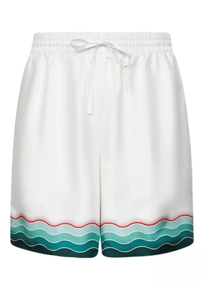 Casablanca Montagne Ondulee silk shorts - White