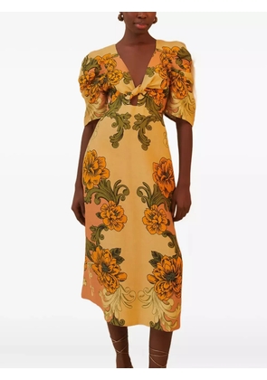 FARM Rio floral-print midi dress - Orange