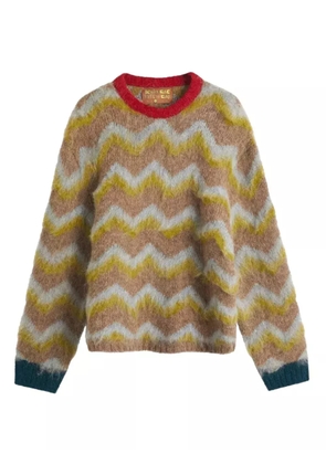 Brain Dead zig-zag wool-blend knit sweater - Brown