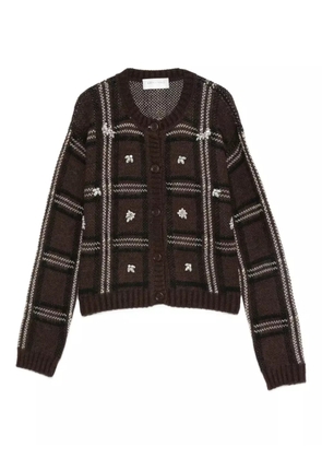 ERMANNO FIRENZE checked crystal-embellished cardigan - Brown