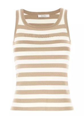 Max Mara striped-pattern ribbed-knit top - White