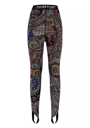 Philipp Plein paisley rhinestone-embellished leggings - Multicolour