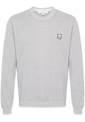 Maison Kitsuné fox-motif knitted jumper - Grey