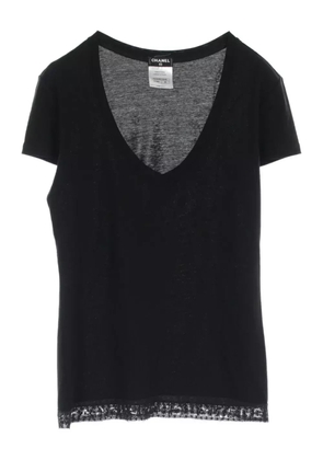 CHANEL Pre-Owned 1986-1988 lace-hem cotton t-shirt - Black