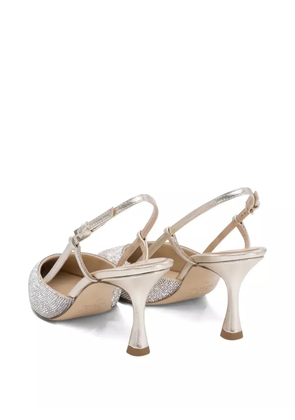 Ninalilou Mya 70mm crystal-embellished slingback pumps - Gold