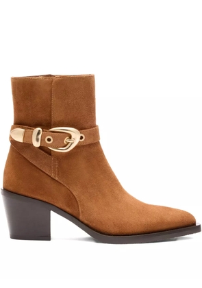 Stuart Weitzman 60mm Maven buckle-strap suede boots - Brown
