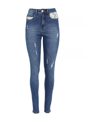 Lethicia Bronstein Viviane lace-pocket distressed jeans - Blue