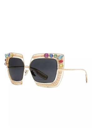 Dolce & Gabbana Eyewear Rafia Fiori embellished sunglasses - Gold