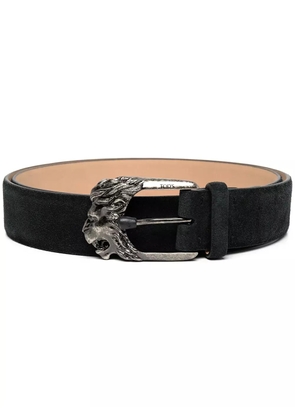 Tod's lion buckle suede belt - Black