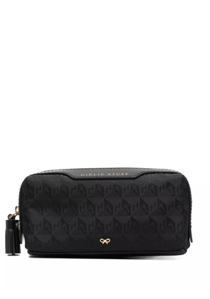 Anya Hindmarch jacquard-logo leather makeup bag - Black