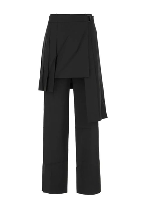 Juun.J pleated overlay-skirt detail straight trousers - Black