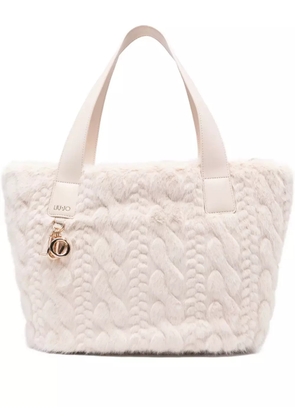 LIU JO cable-knit faux-fur tote bag - Neutrals