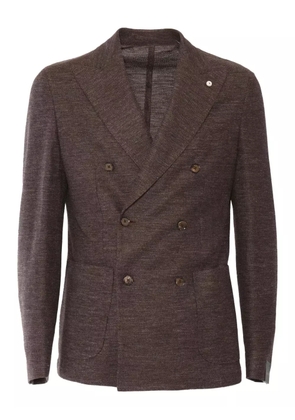BRANDO double-breasted linen-blend jacket - Brown
