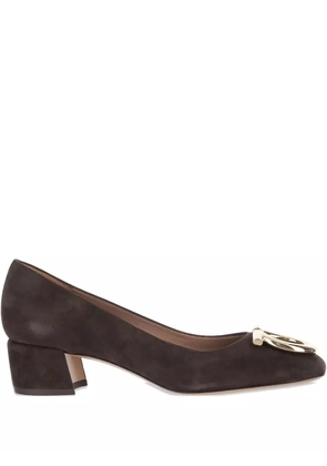 Ferragamo 70mm Gancini-detail suede heeled pumps - Brown