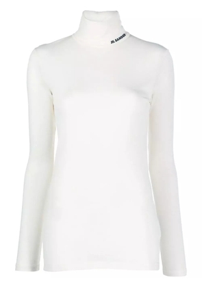 Jil Sander logo-print roll-neck top - White
