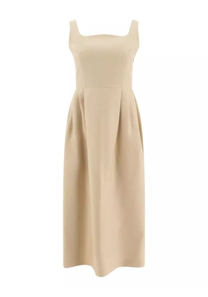SANDBEIGE square-neck pleated dress - Yellowe
