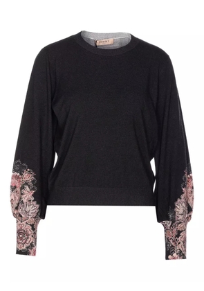 TWINSET sleeve-detail crew-neck sweater - Black
