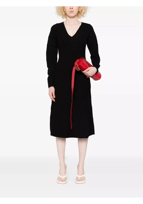 TWINSET ribbed V-neck midi dress - Black