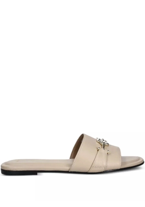 BOSS leather logo-plaque sandals - Neutrals