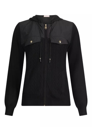LIU JO cable-knit hooded sweater - Black