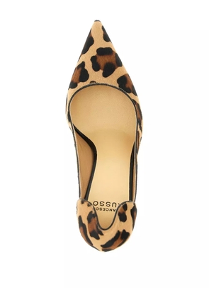 Francesco Russo 95mm leopard pony-hair pumps - Brown