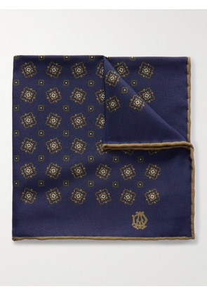 Dunhill - Printed Mulberry Silk-Twill Pocket Square - Men - Blue