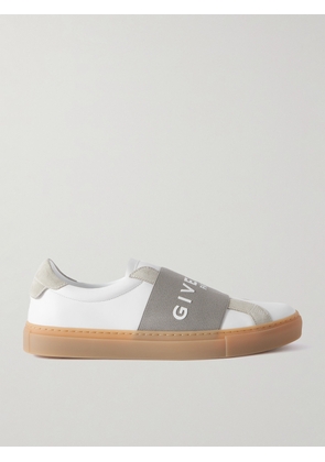 Givenchy - Urban Street Logo-Appliquéd Webbing and Suede-Trimmed Leather Slip-On Sneakers - Men - White - EU 40