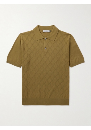 Canali - Slim-Fit Jacquard-Knit Wool Polo Shirt - Men - Green - IT 46