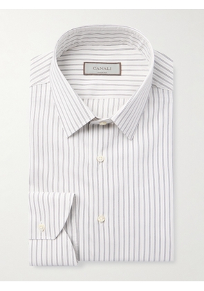 Canali - Striped Cotton and Silk-Blend Shirt - Men - White - EU 37