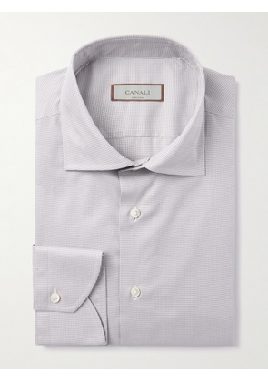 Canali - Cutaway-Collar Houndstooth Cotton Shirt - Men - Brown - EU 37
